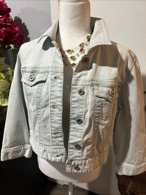 Chico's Pale Blue Cropped Denim Jacket